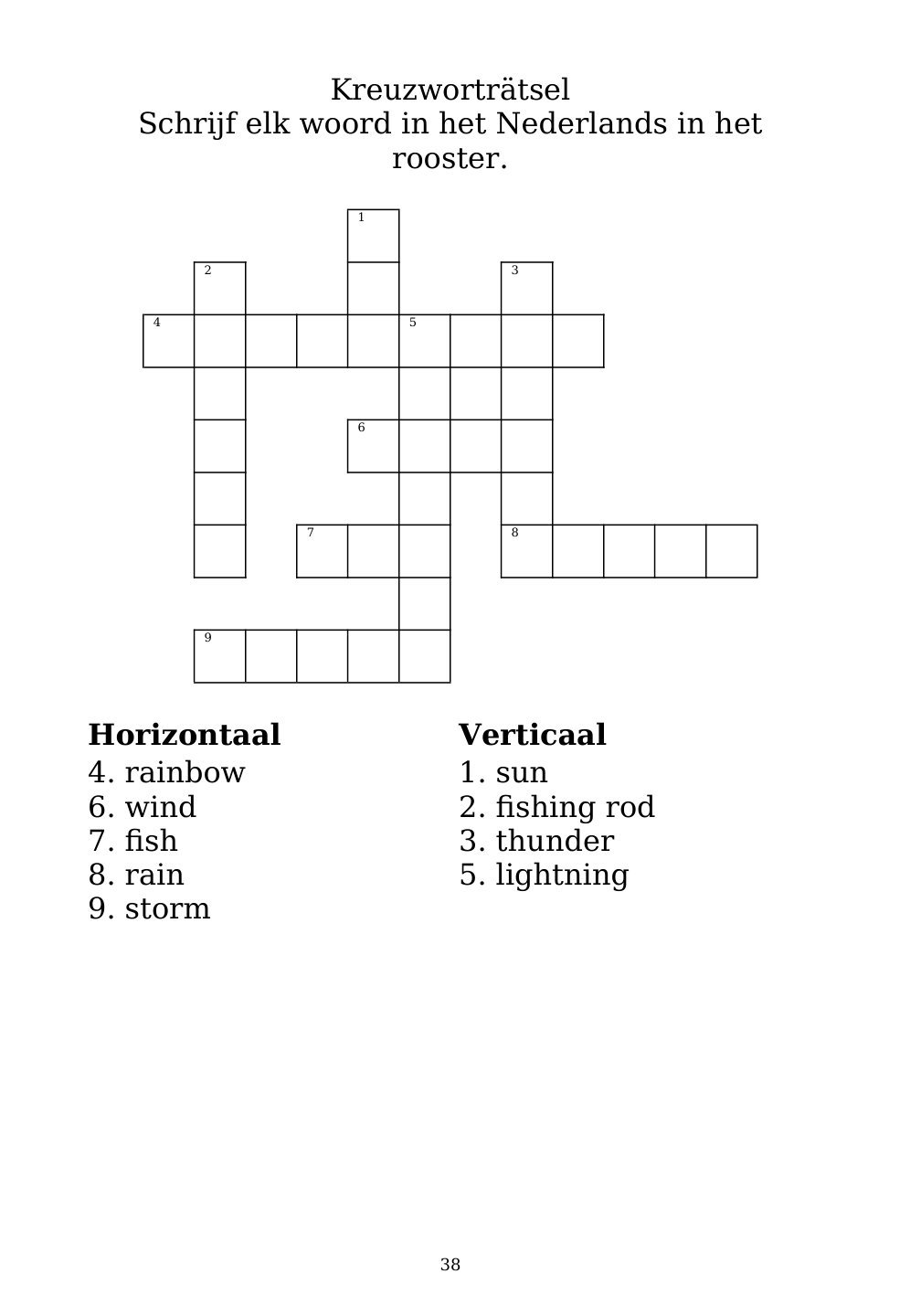 Crossword puzzle from the workbook