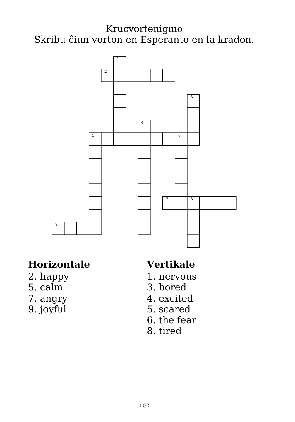 Crossword puzzle from the workbook