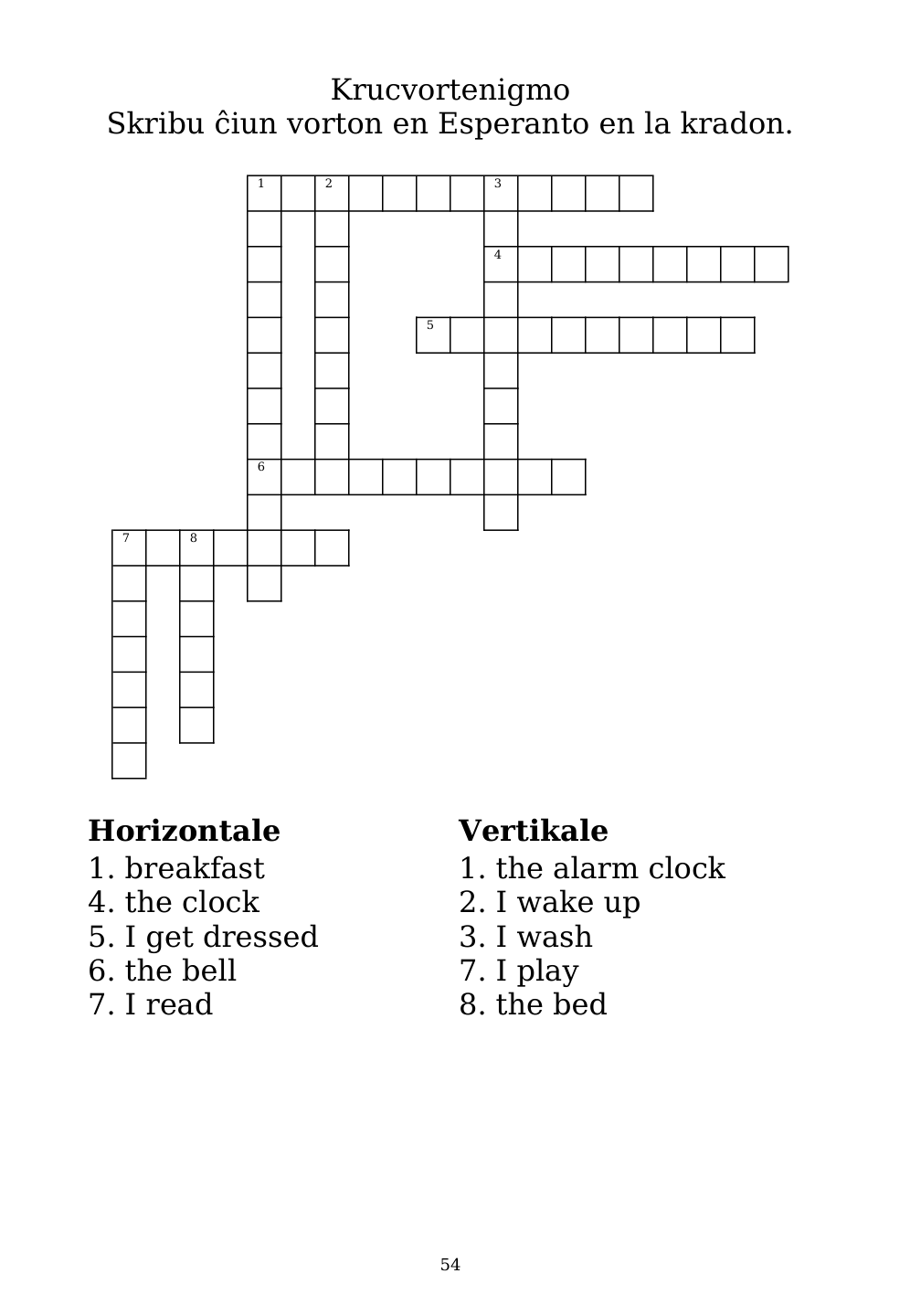 Crossword puzzle from the workbook