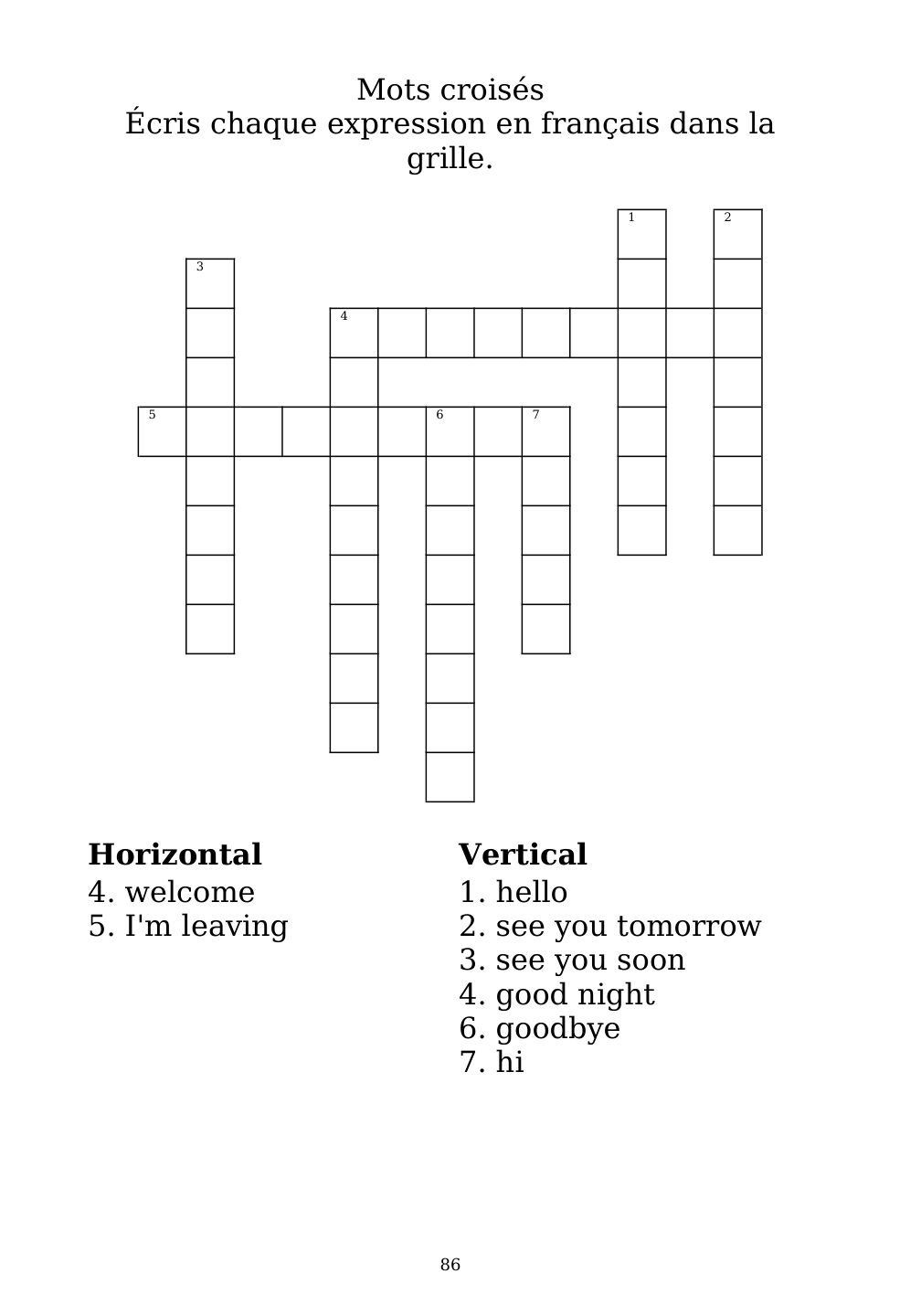 Crossword puzzle from the workbook