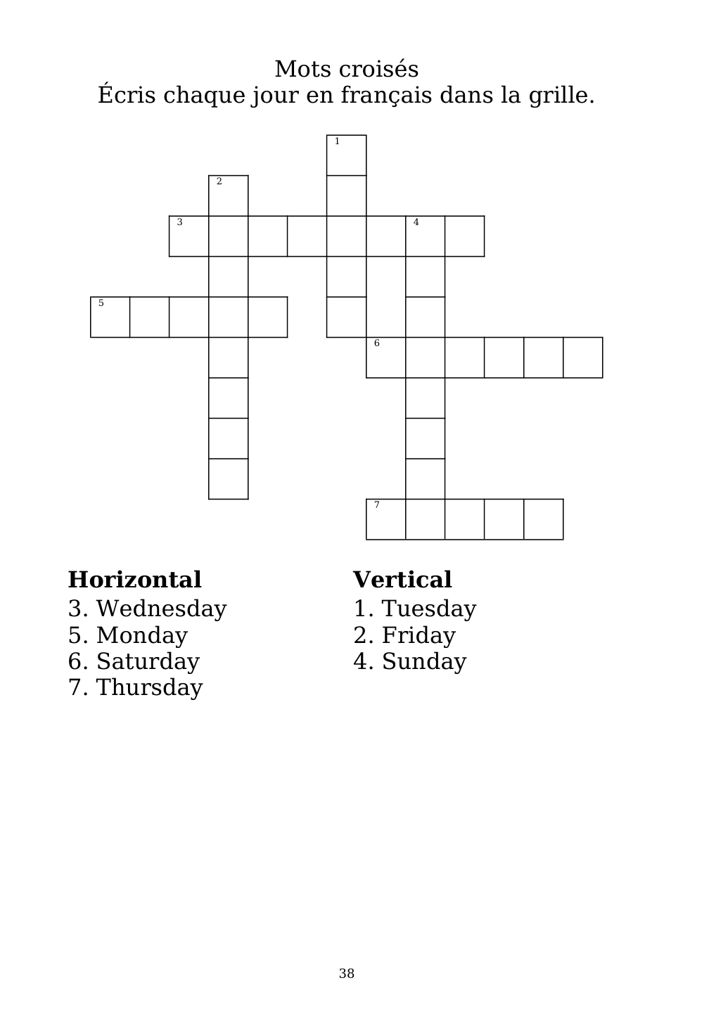 Crossword puzzle from the workbook