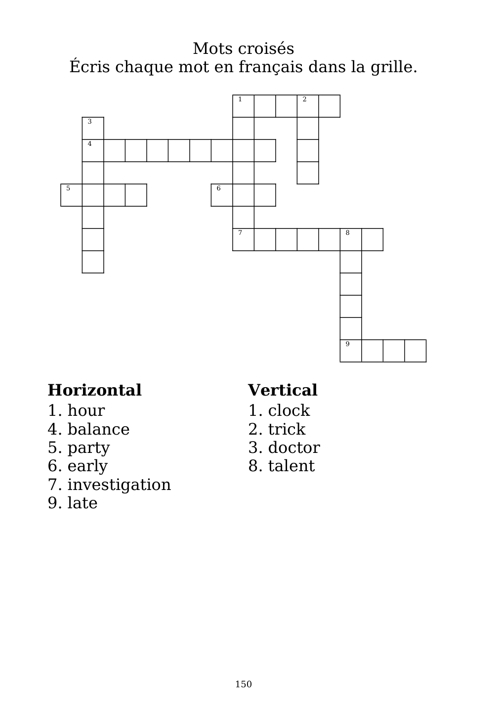 Crossword puzzle from the workbook