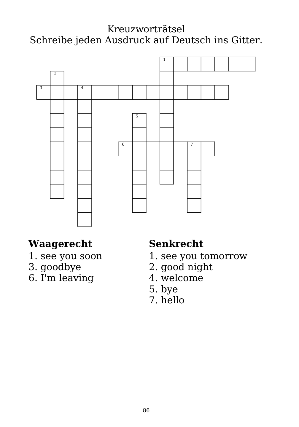 Crossword puzzle from the workbook