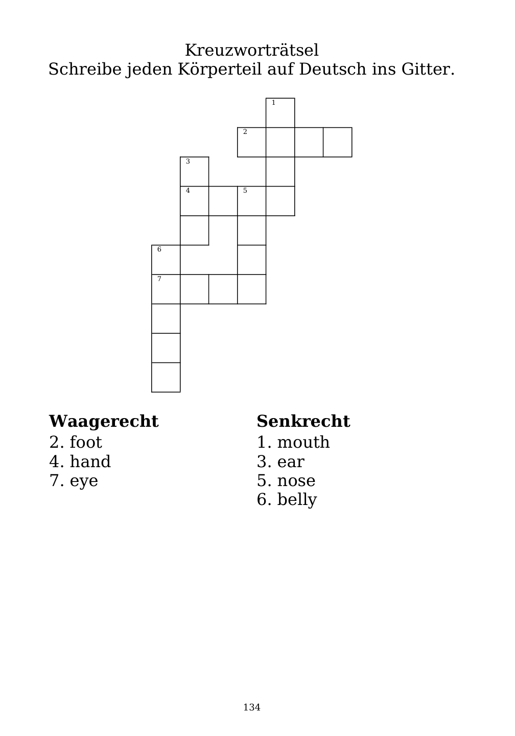 Crossword puzzle from the workbook