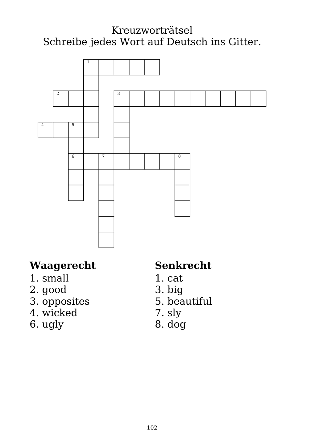 Crossword puzzle from the workbook