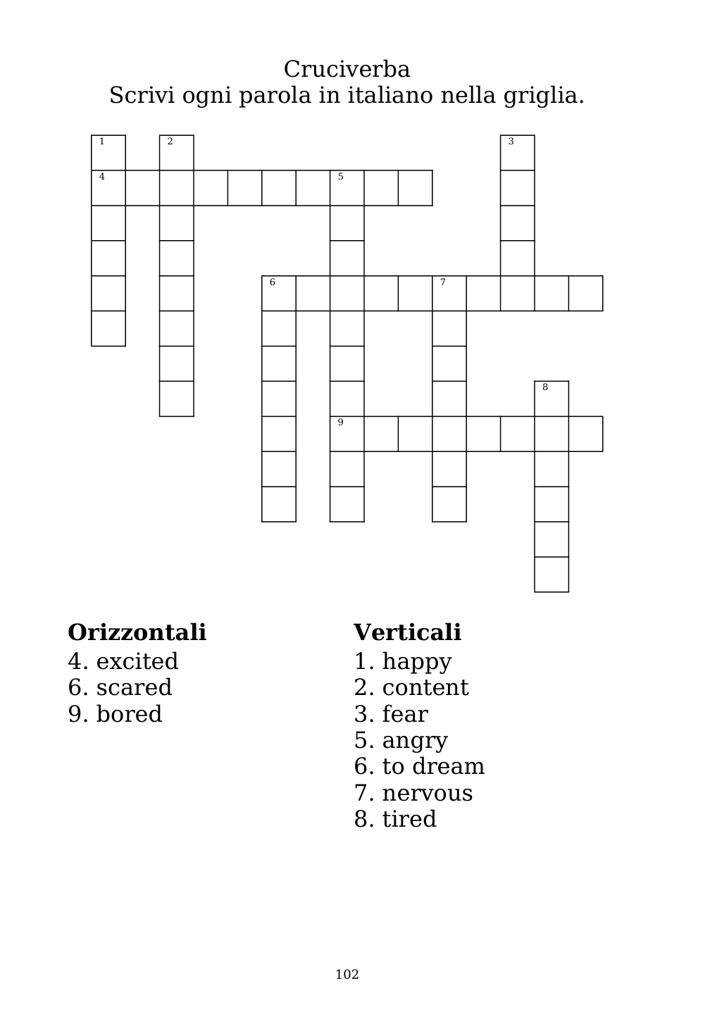 Crossword puzzle from the workbook