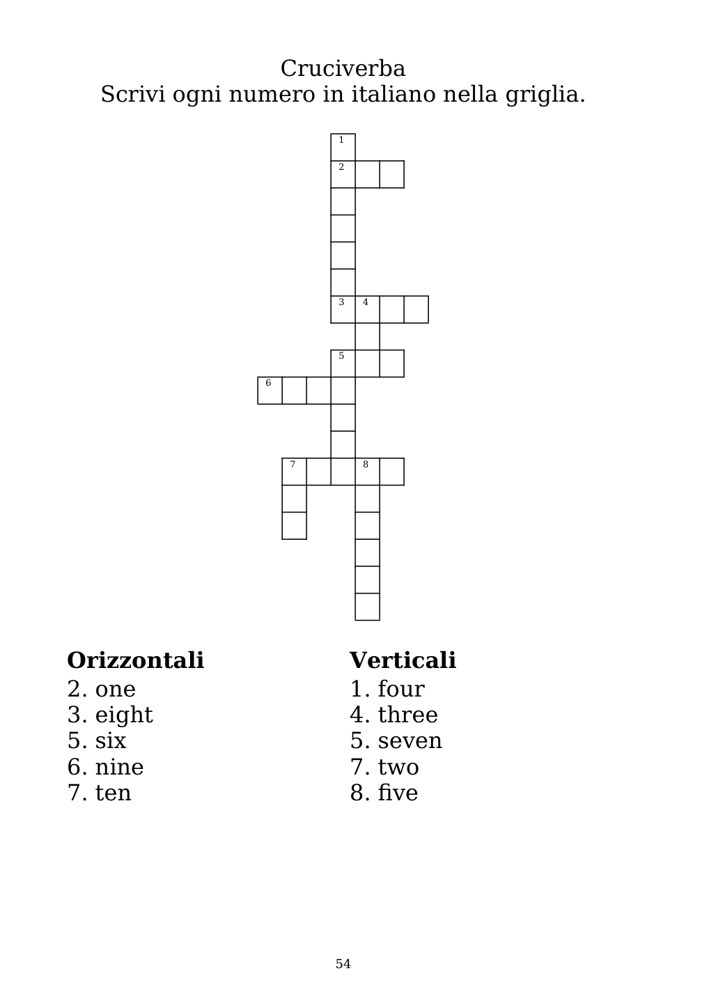 Crossword puzzle from the workbook