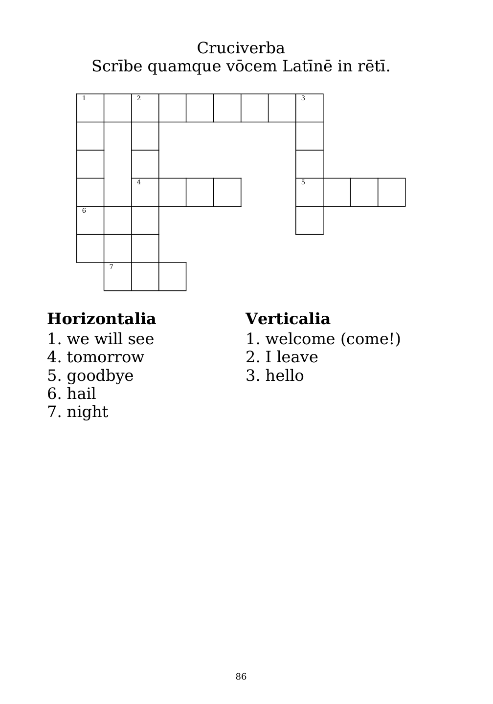 Crossword puzzle from the workbook