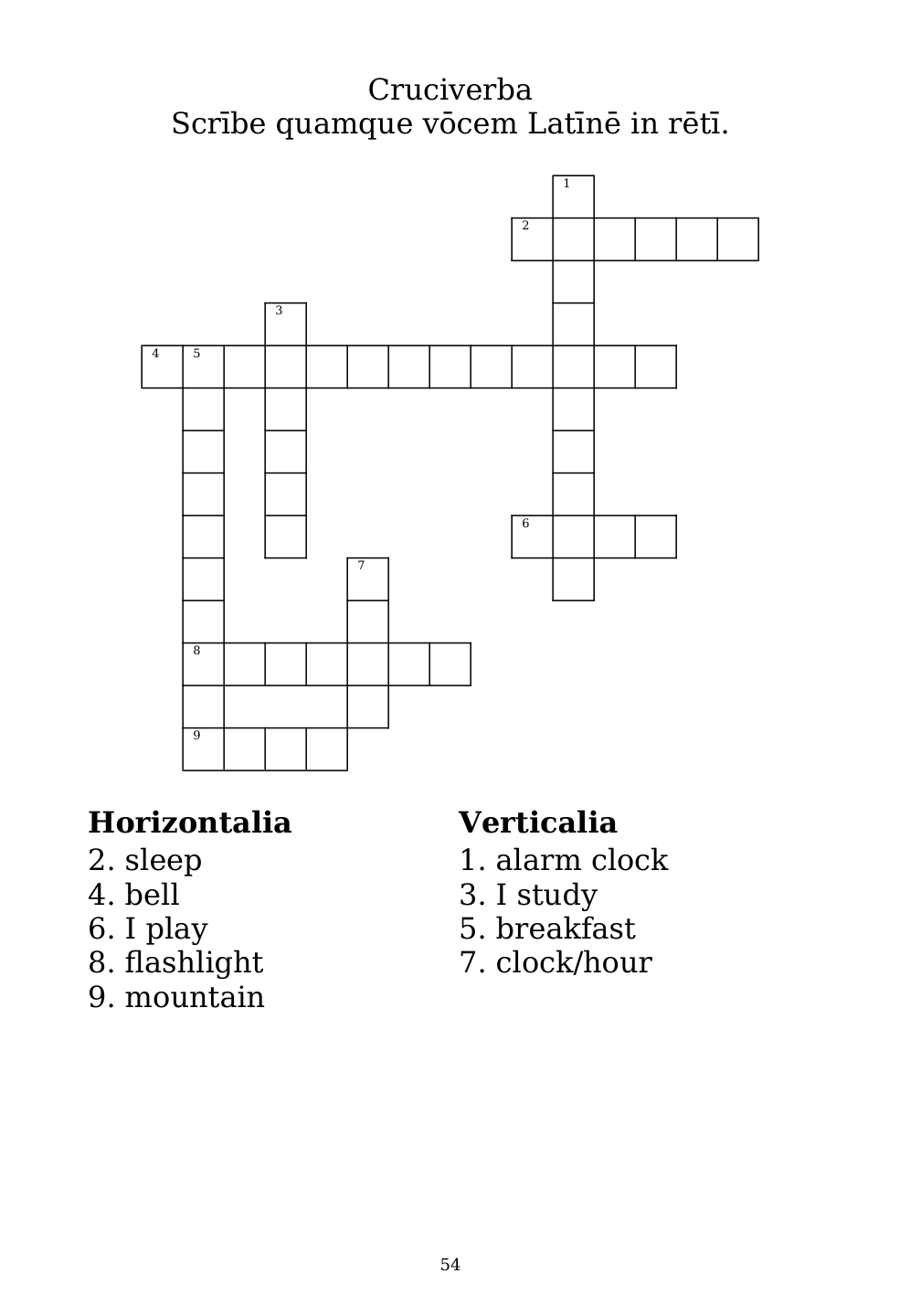 Crossword puzzle from the workbook