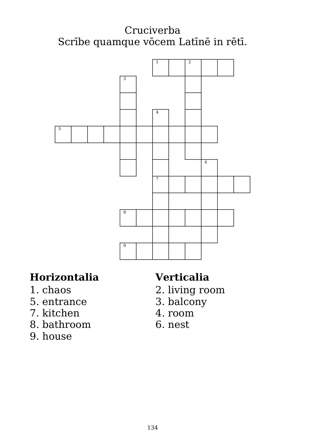 Crossword puzzle from the workbook