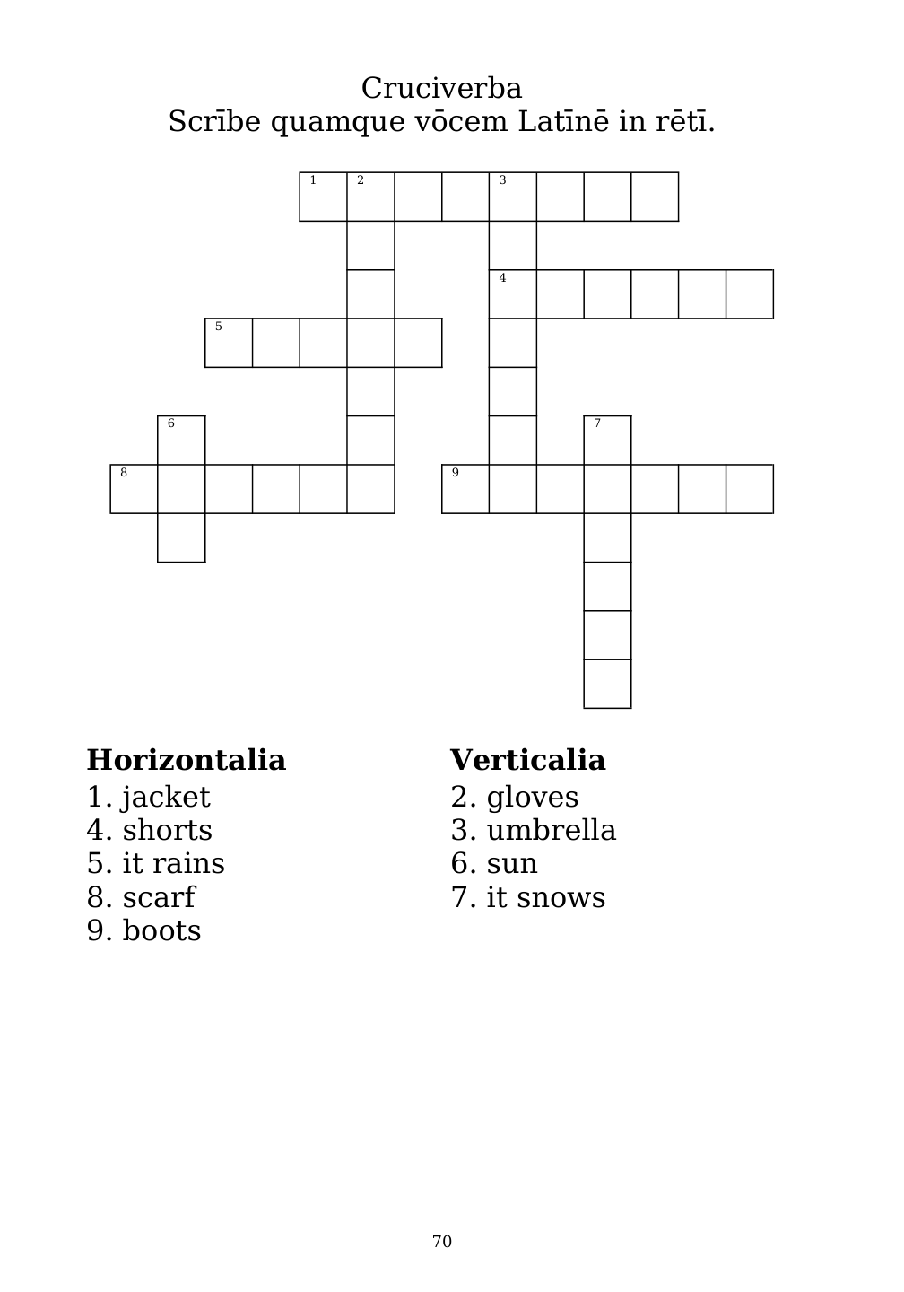 Crossword puzzle from the workbook