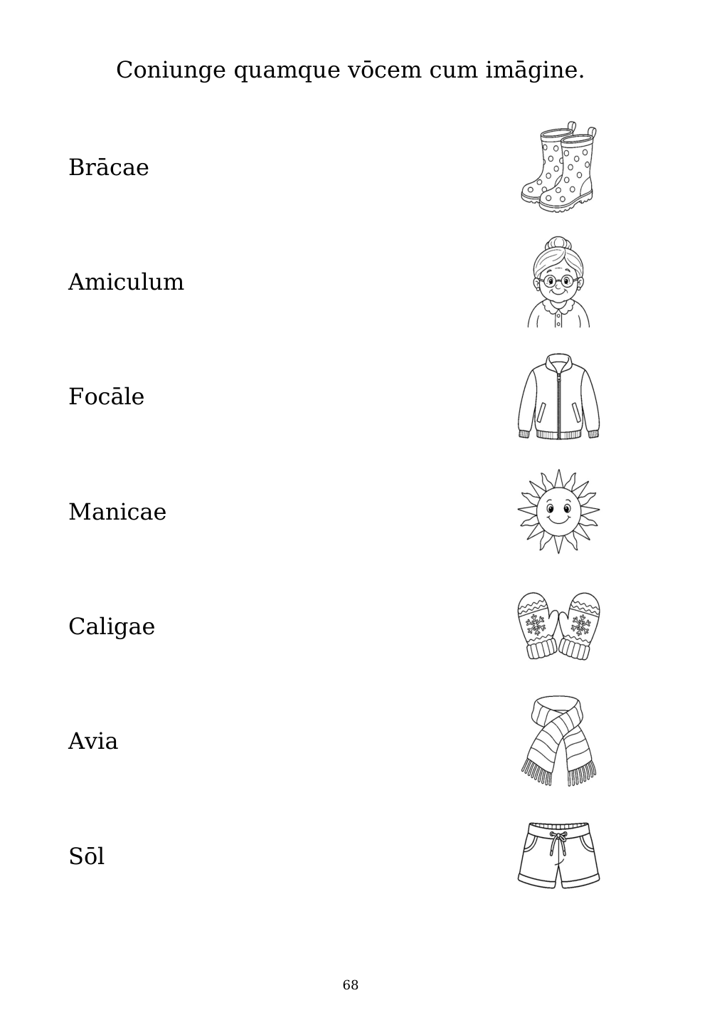 Picture matching exercise with answer lines drawn from each word to its picture