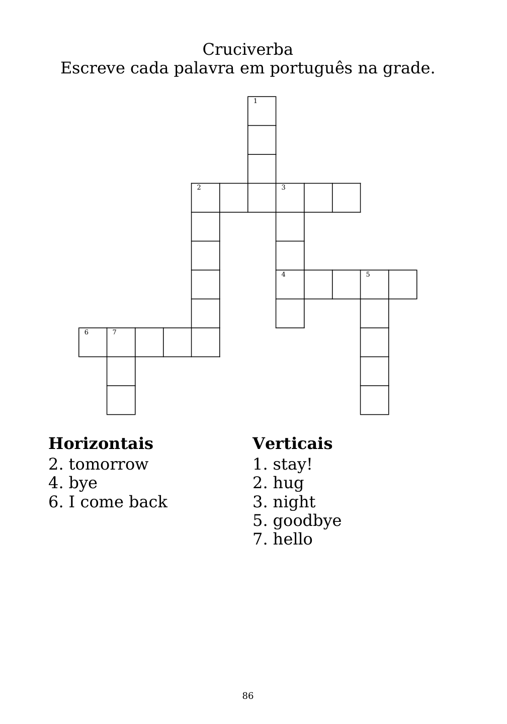 Crossword puzzle from the workbook