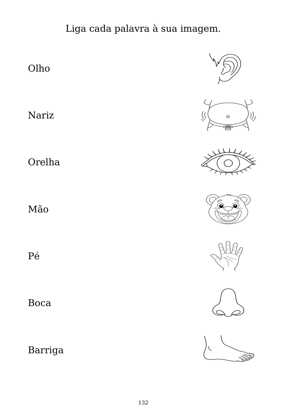 Picture matching exercise with answer lines drawn from each word to its picture