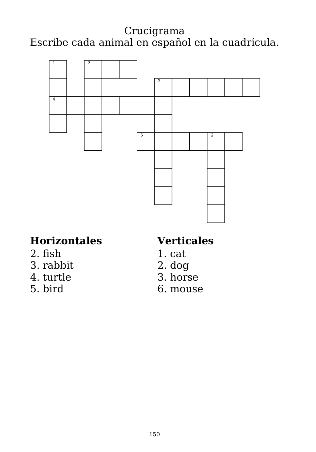 Crossword puzzle from the workbook