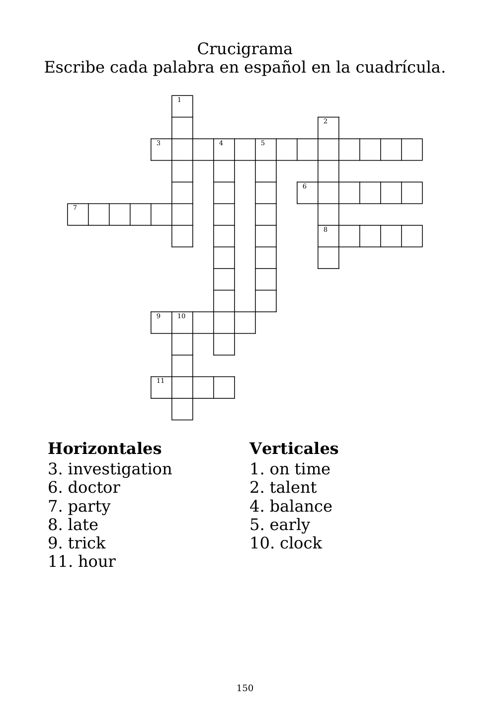 Crossword puzzle from the workbook