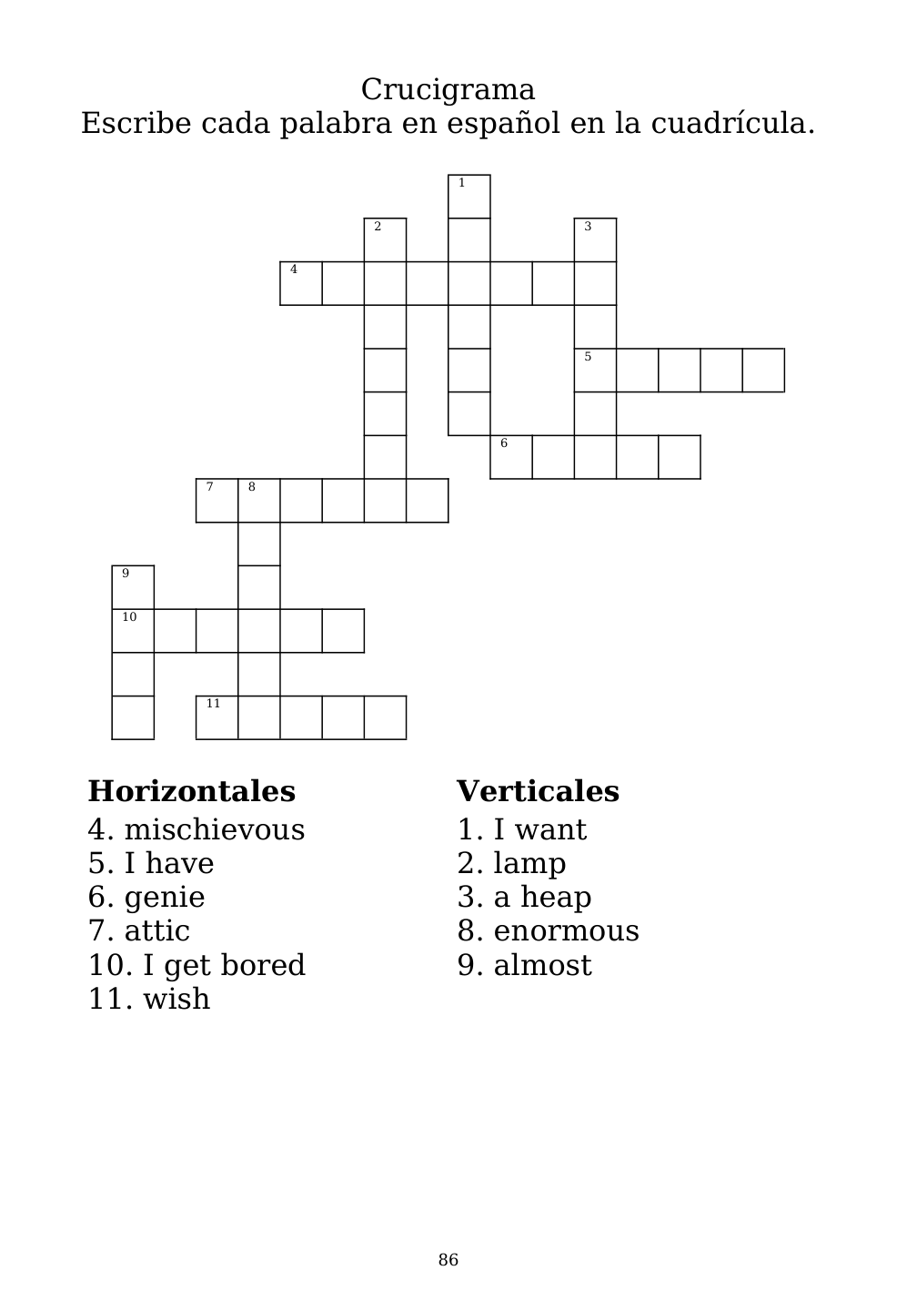 Crossword puzzle from the workbook